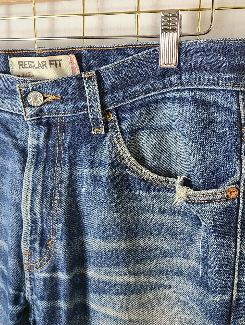 Levi's 505 Regular Fit Y2K Faded Paint Distressed Jeans